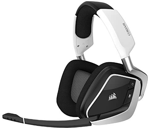 Corsair Void RGB Elite Wireless-Gaming-Headset – 7.1-Surround-Sound, Omnidirektionales Mikrofon – Mikrofaser-Netz-Ohrpolster – 12 Meter Reichweite – iCUE-Kompatibel – PC, Mac, PS5, PS4 – Weiß