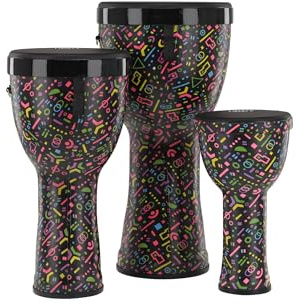 GEWA Liberty Djembé Nestable - Set bestehend aus: 8, 10, 12 - Muster: Crazy Neon