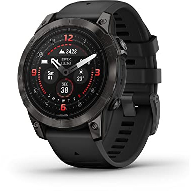 Garmin epix Pro (Gen 2) Sapphire Edition, 47 mm, Hochleistungs-Smartwatch, fortschrittliche Trainingstechnologie, integrierte Taschenlampe, schwarz