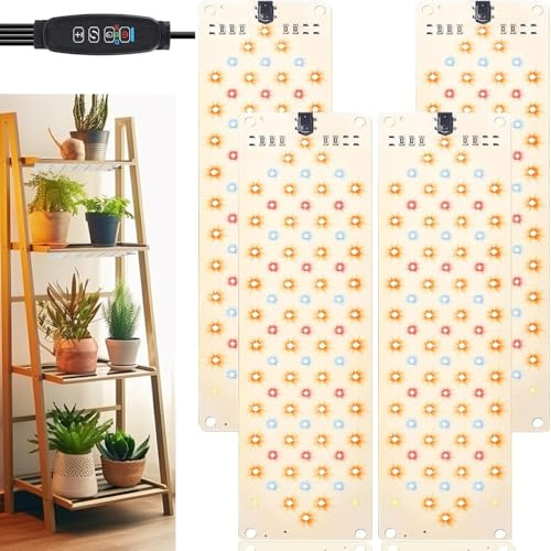 Rocoking pflanzenlampe,pflanzenlampe led vollspektrum,316LEDs wachstumslampe für Zimmerpflanzen,pflanzenlicht mit 3/9/12H Zeitschaltuhr,10 Arten von Helligkeit für Pflanzen Grow Lampe (4 Stück)