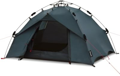 qeedo Quick Ash Campingzelt für 2 Personen mit Quick-Up-System (Schnellaufbau) - Zweimannzelt leicht & wasserdicht, Eingang mit Moskitonetz und kleinem Vordach - Kuppelzelt mit schnellem Auf- & Abbau