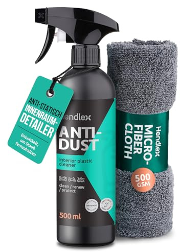 Hendlex Innenraum Reiniger Auto 500ml, Anti-Staub Cockpitspray, Antistatisch | Staubabweisender Kunststoffreiniger mit mattem Finish ohne Glanz - für Armaturenbrett, Cockpit & Innenraum, antistatisch