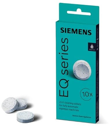 Siemens Reinigungstabletten TZ80001A, 10 Stück, Kaffeeöl-Rückstände ideal entfernen, Original-Zubehör, passend für Kaffeevollautomaten der EQ Reihe, sowie Einbauvollautomaten