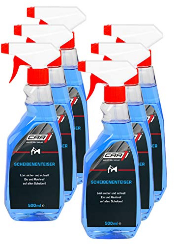 6X Car1 Scheibenenteiser EIS Schnee Raureif Türschloss Scheiben Frontscheibe Heckscheibe Seitenscheibe Aussenspiegel Winter Enteiser 500 Ml