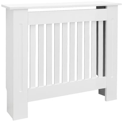 ECD Germany Heizkörperverkleidung Landhausstil 78x19x82 cm Weiß aus MDF lackiert für Schlafzimmer Wohnzimmer - Heizungsverkleidung Heizkörperabdeckung Heizungsabdeckung Heizung Heizkörper Abdeckung