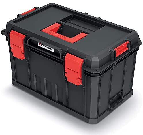 Kistenberg Werkzeugkiste Werkzeugkoffer Werkzeugkasten Werkstattkiste Werkzeugbox mit 2x Trennwänden, Tragfähigkeit von 50 kg, Kunststoff, Modular Solution 530 x 355 x 310 mm