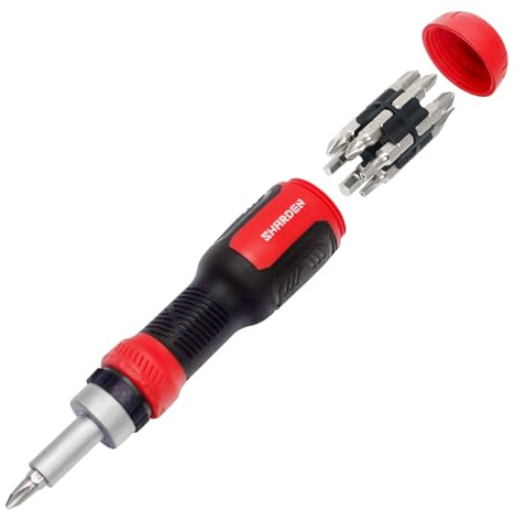 SHARDEN Ratschen Schraubendreher 13-in-1 Ratschen-Schraubendreher Multibit-Schraubendreher Multitool All in One mit Torx, Schlitz, Kreuzschlitz, Sechskant,Pozidriv und 1/4 Mutternschl¨¹ssel