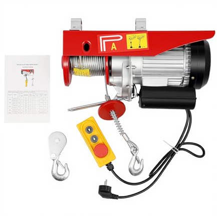 QRANSEUYXY Electric Hoist, 1300W 220V Elektrische Seilzug Motorwinde Lastenaufzug mit Notausschalter Kabelfernbedienung