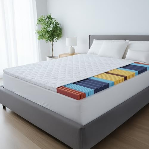 Matratzentopper 140x200 cm Matratzen Topper 5-Zonen-Massage Ergo+ Hypoallergen Waschbarer Bezug - Ergonomischer Komfort für Sanftes Schlafen ohne Rückenschmerzen