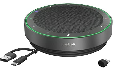 Jabra Speak2 75 Bluetooth Konferenzlautsprecher, USB-C Adapter, Dunkelgrau | MS-Teams Zertifiziert, 4 Mikrofone mit Geräuschunterdrückung, 65 mm Breitband-Lautsprecher