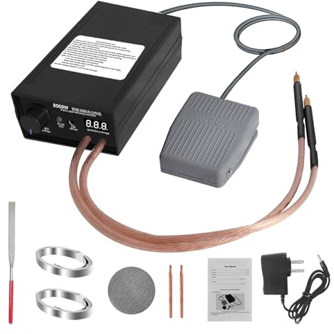 8000W Punktschweißgerät für Akkus, Akku Schweißgerät mit Fußpedal Nickelband und Punktschweißstift, Hochleistungs-Handschweißgerät für 18650 Akku-Pack-Schweißgeräte