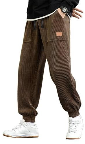 JMIERR Herren Corduroy Jogginghose Baggy Jogger Trainingshose | cord,Loose fit,sweatpants,elastische Taille,Kordelzug,freizeit,sport,gym,cargo,workout