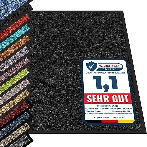 etm® Schmutzfangmatte - Fußmatte in vielen Größen - Türmatte Fußabstreifer für Haustür innen und außen (Schwarz, 90x120 cm)