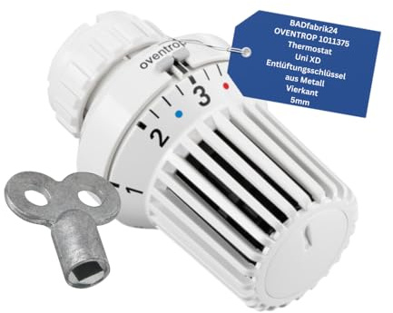 BADfabrik24 Thermostat Uni XD mit Klemmanschluss + Entlüftungsschlüssel 5 mm Metall – 1 Stück Heizkörper-Zubehör für schnelle Montage & präzise Temperatureinstellung