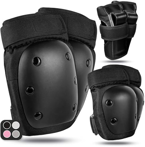 LeapBeast Inliner Schoner Erwachsene und Jugendlich,für Inliner, Skateboard, 6 in 1 Schutzausrüstung zum Inliner Skaten, mit Knieschoner,Ellenbogenschützer & Handschoner (Schwarz, XL)