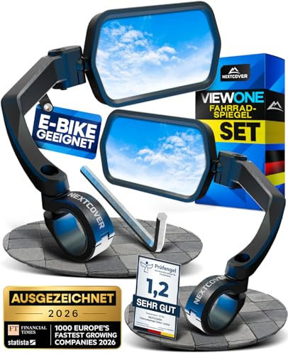 NEXTCOVER® Fahrradspiegel für Lenker [SET] – E-Bike & Pedelec geeignet I ProVision-Echtglas I fest sitzender Fahrrad Rückspiegel I Spiegel links I Rückspiegel Fahrrad I EScooter