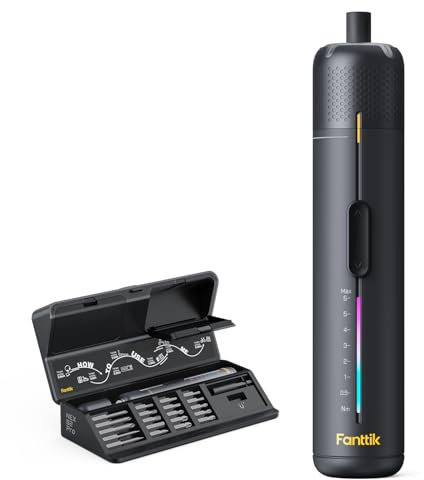 Fanttik S2 Pro 3,7V Elektroschrauber, Akku-Schrauberset, 7 Drehmoment (0,5 bis 6 Nm), 20 magnetische Bits, 1/4-Zoll-Sechskant-Aufnahme mit 90°-Adapter, geeignet für Möbel und Haushaltsreparaturen