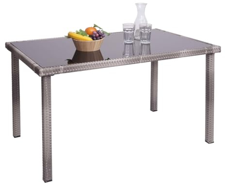 Mendler Poly-Rattan Tisch HWC-G19, 120x75cm - grau-braun | Gartentisch, Balkontisch