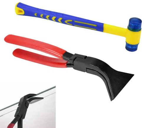 KYYGKY 1 Falzzange 45°mit 1 Gummihammer Klein, Abkantzange Blechzange Breit 60 mm Biegezange Blech Blechbiegezange Spengler Dachdecker Werkzeug zum Biegen und Richten von Blechen