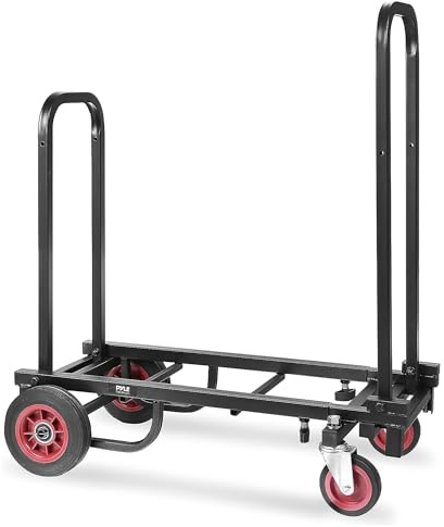 Pyle Transportwagen Klappbar, Plattformwagen mit R-Trac-Rädern & Bremse & Rutschfester Fläche, Bis 90Kg, Ideal für Lieferung, DJ Equipment, PA Lautsprecher, Mischpulte & Events