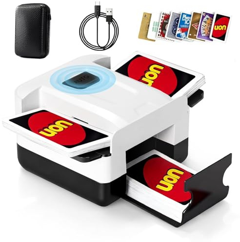 Lambluefly Kartenmischmaschine Elektrische mit 3000mAh Akku, Geräuscharmer Kartenmischer, Spielkartenablage, Mischmaschine Karten für 2 Decks, Karten Mischgerät für Poker,Texas Hold Em,Blackjack