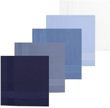 Yuknees 5PCS Herrentaschentücher,Herren Stoff Taschentücher 40x40 cm Stofftaschentücher Herrentaschentücher Weiß Reine Baumwolle Gemischte Taschentücher