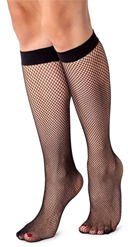 LORES Kniestrümpfe für Damen, Fischnetz-Stil, Einheitsgröße, Rautenmuster