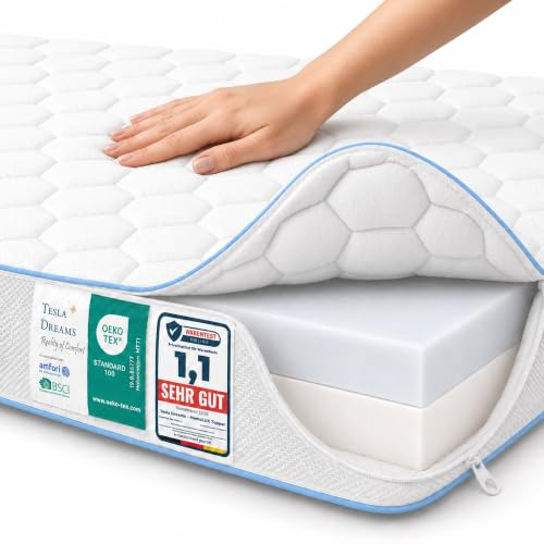 Tesla Dreams Premium Topper 180x200 cm – 12 cm MemoLUX Wende-Matratzentopper | H2/H3 | Visco-Memoryschaum + Komfortschaum | druckentlastend & ergonomisch | rutschfest | Oeko-TEX 100 | aus Europa