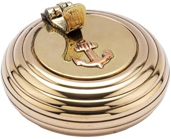 NKlaus Retro Klappascher aus gerilltem Messing, 6cm – Maritimes Design, Aschenbecher für Draußen 15931