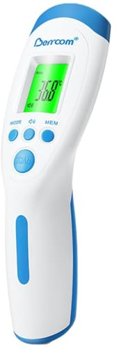 Berrcom Fieberthermometer Kontaktlos Stirnthermometer für Babys and Adults Infrarot Digitales Thermometer mit sofort Ablesung, 3 Farben Fieberalarm, °C/°F Schalter