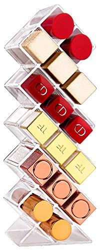 JessLab Lippenstift Organizer, Acryl Lippenstifthalter Lipgloss Tower Clear Kosmetika Makeup Organizer Aufbewahrung für Bad Waschtischplatte, 16 Steckplätze
