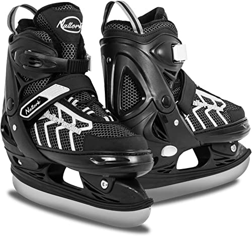 Nattork verstellbare Kinder Eisrutsche für Jungen Mädchen Erwachsene, weiche Polsterung und verstärkte Knöchelstütze Eishockey-Skates