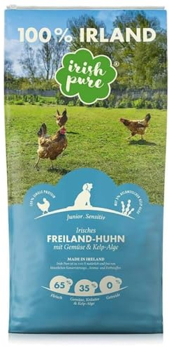 Irish Pure Welpenfutter Trockenfutter | 1.5kg | Freiland-Huhn mit Kelp-Alge & Gemüse | Junior | Hoher Fleischanteil | Getreidefrei | Sensitiv | Hundetrockenfutter | Für alle Rassen