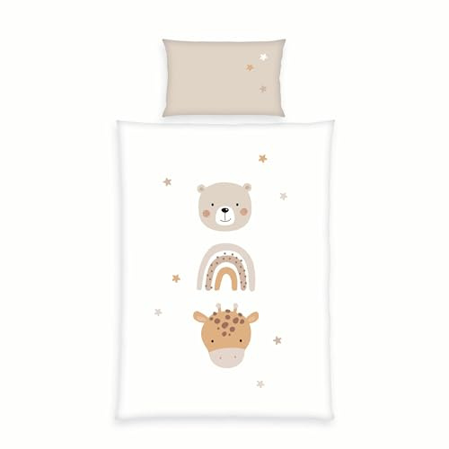 Herding babybest Little Friends Bettwäsche, Kopfkissenbezug 40 x 60 cm mit Hoteleinschlag, Bettbezug 100 x 135 cm, Mit Reißverschluss, 100% Baumwolle/Renforcé, Twin