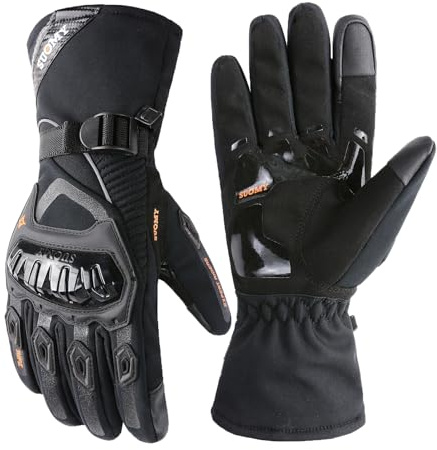 TAGVO Winter Motorrad Handschuhe, Warm Winddicht Wasserdicht, Vollständiger Fingerschutz Sensorbildschirm Motorradhandschuhe, REIT Handschuhe für Herren Damen