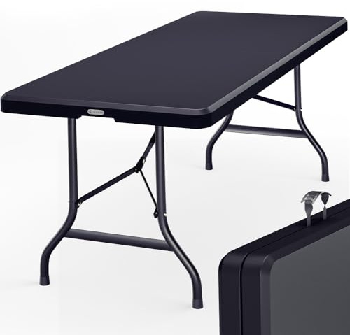Casaria® Gartentisch 183x76cm Klappbar Wetterfest Tragbar Kunststoff 8 Personen Garten Terrasse Camping Balkontisch Klapptisch Buffettisch Anthrazit