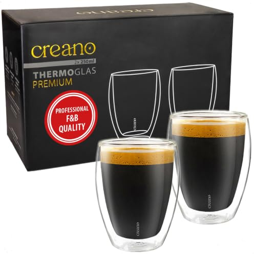 Creano® PREMIUM doppelwandige Trinkgläser 250ml - 2er Set | 100% Spülmaschinenfest durch GastroSeal Versiegelung deshalb Gastronomie Qualität - Doppelwandglas