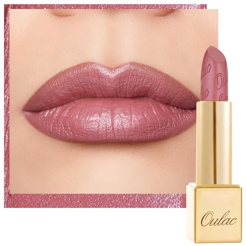 OULAC Lippenstift Metallic Glanz Finish, Mauve-Rosa Langanhaltender Glitzer Lippenstifte, Feuchtigkeit und Glanz für die Lippen, Intensive Farbe Feine Textur, Vegan, 4.3g (GM04) Mauve Babe