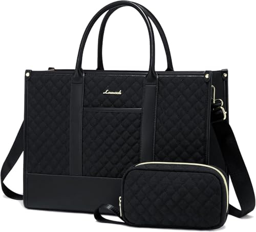 LOVEVOOK Damen Laptoptasche Handtasche 17 Zoll | Wasserabweisende PU-Leder Tote Bag mit Laptop- & iPad-Fach, Arbeitstasche für Büro, Uni, Business & Schule