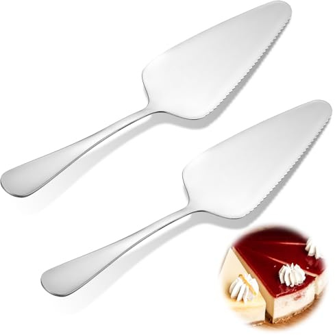 JJUNW 2 Stück Edelstahl Tortenheber Set Kuchenheber Tortenmesser | Kuchenschaufel mit Gezackten Kanten Tortenschaufel Kuchenmesser für Küchen Partys Restaurants (Silber)
