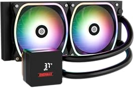ENERMAX AQUAFUSION II 240mm ARGB AIO Wasserkühlung Intel AMD Digital APP | Dual Chamber, TDP 350W+, Intel LGA 1851/1700/115x/2066 & AMD AM5/AM4, Digital Anzeige, 2x SquA RGB 120 Lüfter ELC-AQFS240-SQA