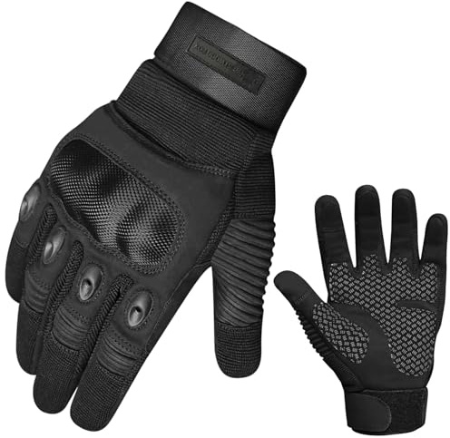 WESTWOOD FOX WFX Motorradhandschuhe für Damen und Herren, mit hartem Knöchel, Vollfinger-Touchscreen, Motorradhandschuhe zum Fahrradfahren, Schwar