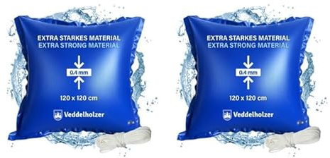 Veddelholzer 2 mal XXL 120 x 120 cm Luftkissen inkl. 8m Seil Poolkissen Winter zur Poolabdeckung. Pool Zubehör Pool Wintermittel zur Pool Überdachung, Abdeckung im Winter und bei schlechtem Wetter