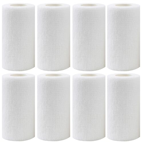 NELLHOMY 8 Rollen Selbstklebender Verband 10cm Breit,Selbsthaftende Kohäsive Bandage,10cm*4,5m Soft Elastischer Fixierbinde für Sport Vet Wrap Pet für Katze,Hund,Pferd