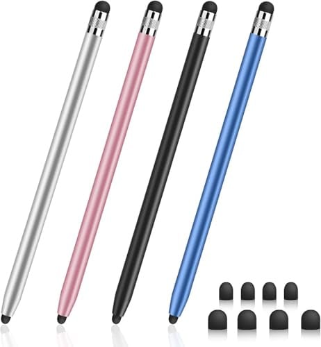Digiroot Stylus Pen,4 Stück Tablet Stift kompatibel mit Switch/Samsung/iPad/Android/IOS,2-in-1 Touchscreen Stift mit 8er Gummi Ersatzspitzen für alle Tablets/Smartphone