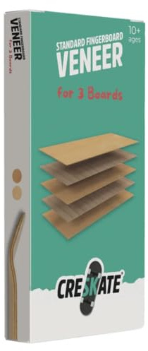CRESKATE Standard Fingerboard Veneer – Set für 3 Boards, 55×125 mm Echtholzfurnier + Griptape – Made & Engineered in Germany
