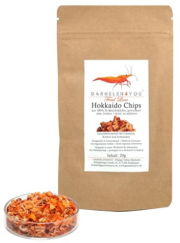 GARNELEN4YOU® Hokkaido Chips, Premium Garnelenfutter | Made in Germany | regional, nachhaltig, sozial | für Aquarienbewohner wie Garnelen, Krebse und Schnecken, 1x 20g