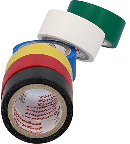 cartrend Isolierbänder Elektriker Klebeband Farbigen PVC Band Wasserdicht Elektrisches Isolierband 6 Stück, 3,3 m x 19 mm, Gemischt