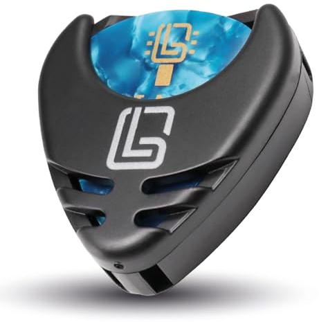 Guitar Lab Plektrum Halter für Gitarre – Selbstklebend, mit 10 Plektren | Federmechanik; Klebepad: Korpus, Gurt oder Verstärker; Zelluloid-Picks in 3 Stärken; Akustik, Elektro & Bass; Geschenkidee