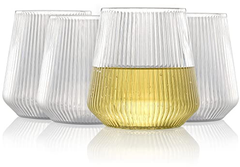 hotder Tritan-Kunststoff weingläser 355 ml, Wassergläser Trinkgläser Saftgläser 4er set, spülmaschinenfest, Perfekt für zu Hause, Camping, Party, BPA-frei Vertikale Gestaltung